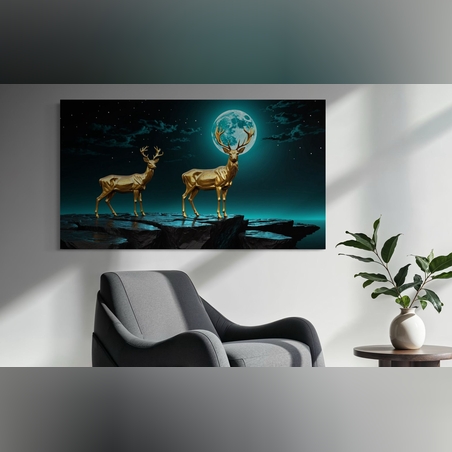 תמונה זכוכית איילים זהב