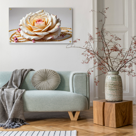 תמונה זכוכית ורד לבן