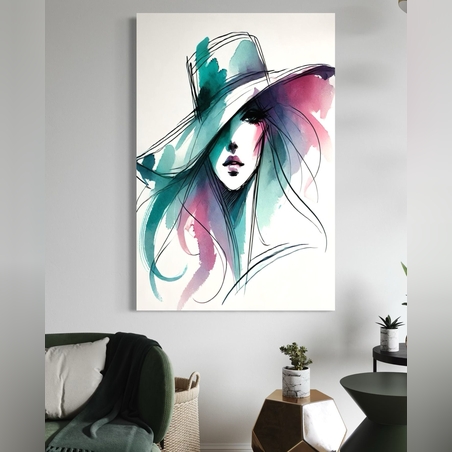 תמונה זכוכית אישה בצבעי מים