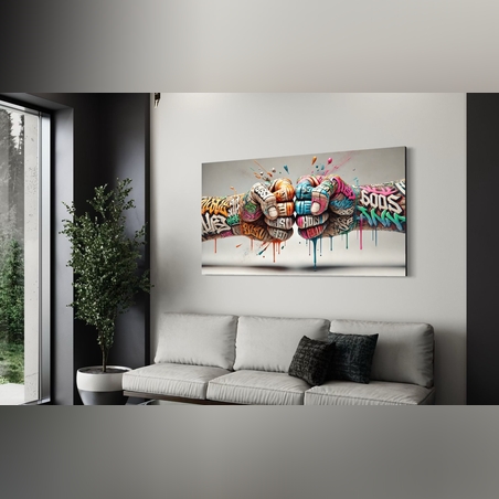 תמונה זכוכית אגרופים גרפיטי