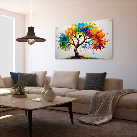 תמונה זכוכית עץ צבעוני