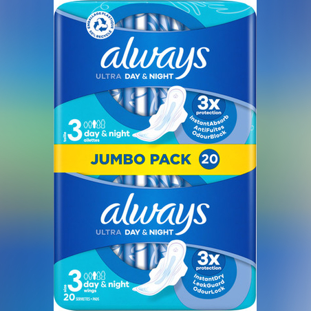 אולוויז - תחבושות אולטרה עם כנפיים לילה אריזת ג'מבו 3