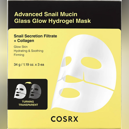 COSRX- קוסרקס מסיכת הידרוג'ל מתקדמת עם ריר חילזון למראה עור זוהר כזכוכית