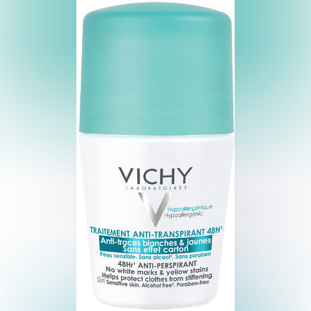 VICHY - דאודורנט רול און אנטי פרספירנט אינו משאיר סימנים על הבגדים 48 שעות