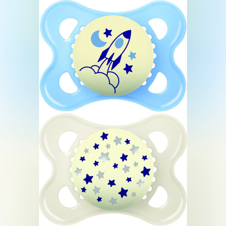 מאם לילה מוצצי סיליקון זוהרים בחושך 0-6 תכלת