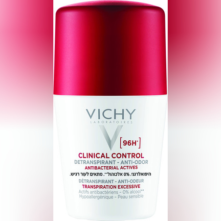 VICHY - דאודורנט קליניקל קונטרול 96 שעות. היפואלרגני. 0% אלכוהול. מתאים לעור רגיש