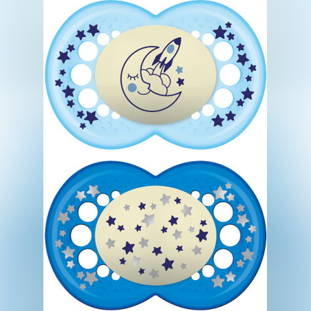 מאם מוצץ סיליקון 6+ חודשים תכלת