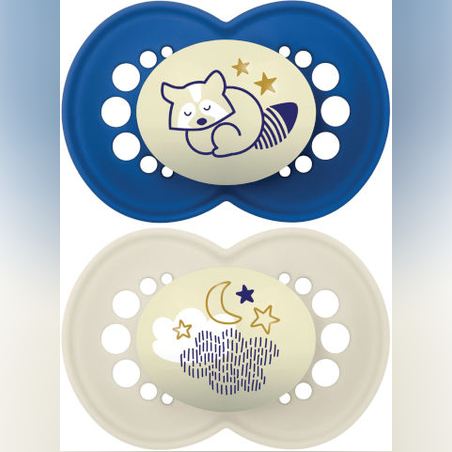 מאם לילה מוצצי סיליקון זוהרים בחושך 6+ כחול