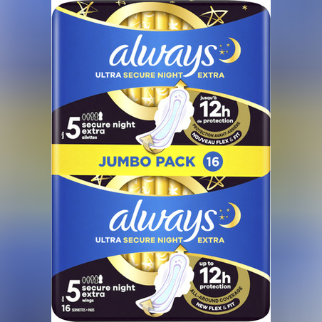 אולוויז - תחבושות אולטרה עם כנפיים לילה בטוח אקסטרה אריזת דואו