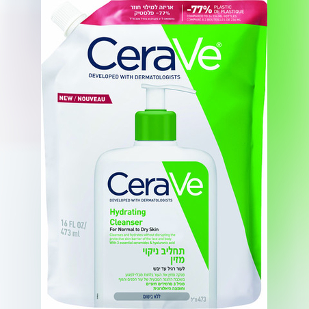 CERAVE - אריזת מילוי ג'ל מקציף לניקוי העור רגיל-יבש
