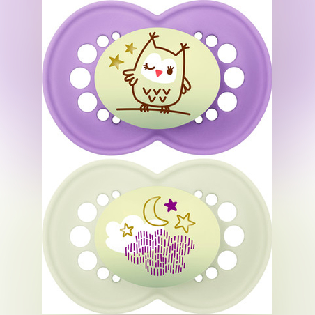 מאם לילה מוצצי סיליקון זוהרים בחושך 6+ ורוד