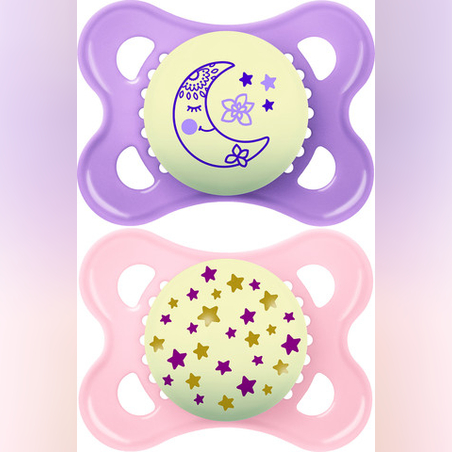 מאם לילה מוצצי סיליקון זוהרים בחושך 0-6 ורוד