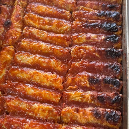 Traditional cabbage stuffed with rice and meat