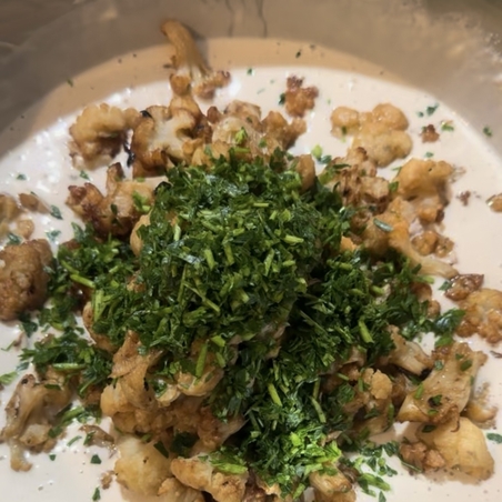 Roasted cauliflower with lemon tahini