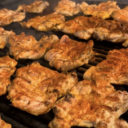 Chicken steak with duck sauce