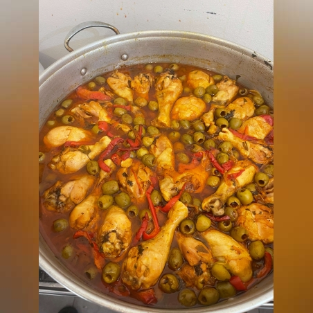 Chicken legs and olives