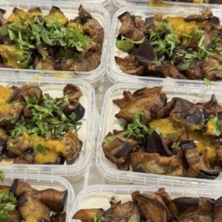 Layered eggplant sabih