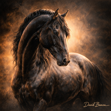 תמונת קנבס אומנותית סוס שחור