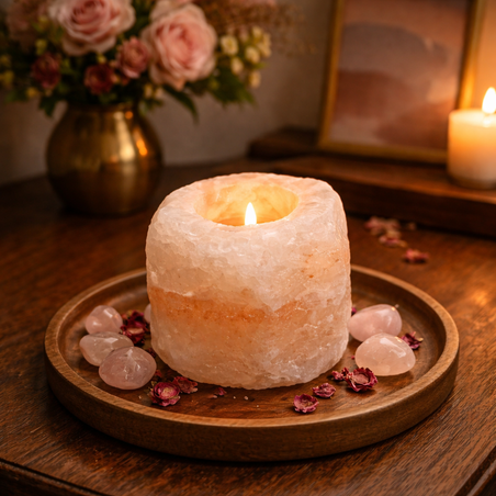 מחזיק נר מאבן מלח טבעית