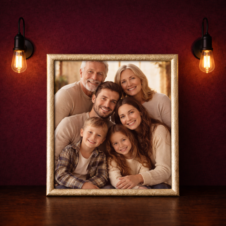 מסגרת תמונה זהב מעוצבת לקיר
