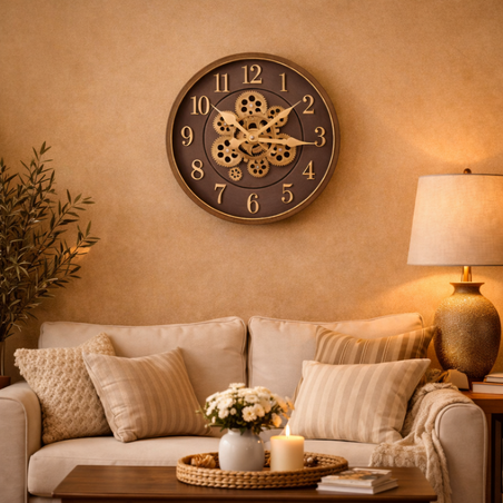 שעון קיר מעוצב בורדו זהב