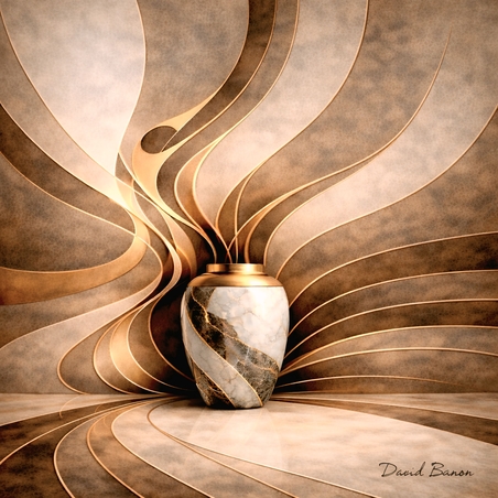 תמונת קנבס לסלון גלי זהב יצירה מקורית מאת דוד בנון