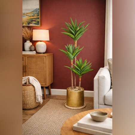 עציץ מלאכותי יוקרתי בגימור זהב