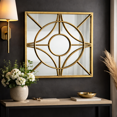 מראת קיר מתכת מוזהבת