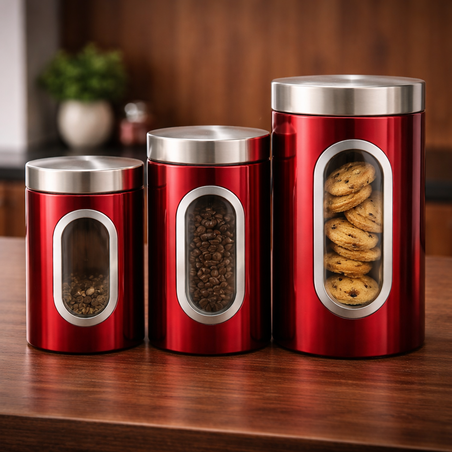 סט קופסאות אחסון נירוסטה למטבח