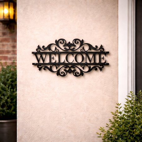 שלט כניסה WELCOME ממתכת דקה