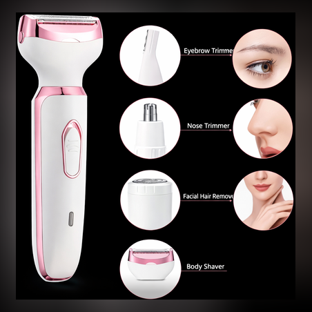 מכונת גילוח לנשים 4-ב-1 בעיצוב אלגנטי,