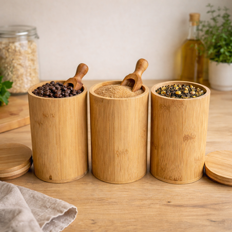 סט 3 קופסאות במבוק למטבח