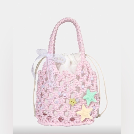 Pink Pearl Mini Bag – תיק מיני סרוג עם פנינים