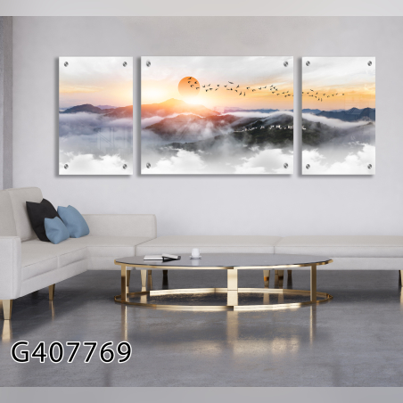 תמונה מחולקת לסלון מודפסת על זכוכית דגם G407769