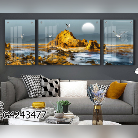 תמונה מחולקת לסלון מודפסת על זכוכית דגם G4243477