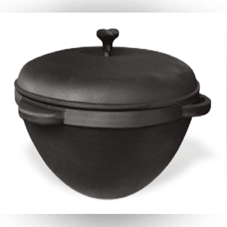 קאזן אסייתי 6 ליטר עם מכסה מברזל יצוק ללא ציפוי