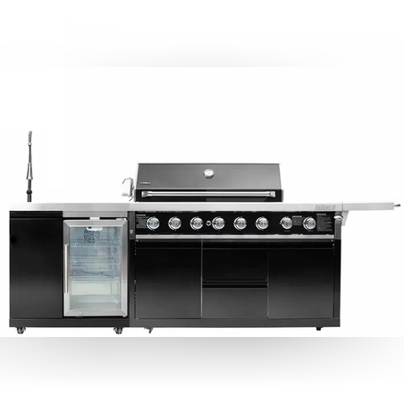 🔥 גריל גז סיזר NERO – 6 מבערים + יחידת מקרר וכיור יוקרתית