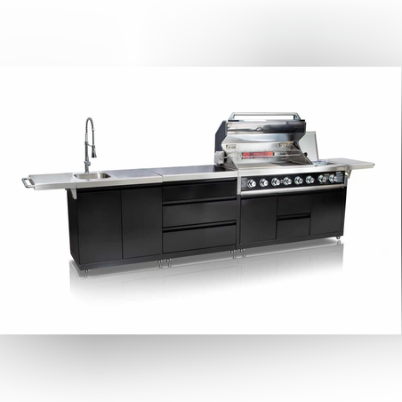 🔥 גריל גז סיזר NERO – 6 מבערים + יחידת מגירות + יחידת כיור | CAESAR NERO BLACK