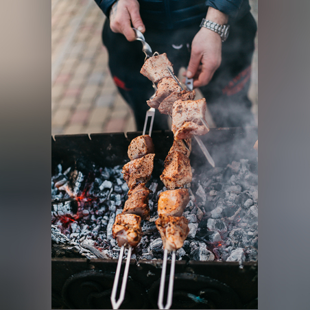 6 יח' שיפוד Vavilonנירוסטה שטוח לבשר, עופות, ירקות - 700X3X20