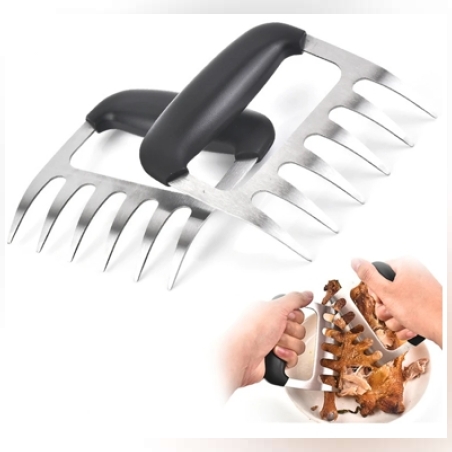 זוג טופרי דוב לפירוק בשר מנירוסטה עם ידית סיליקון