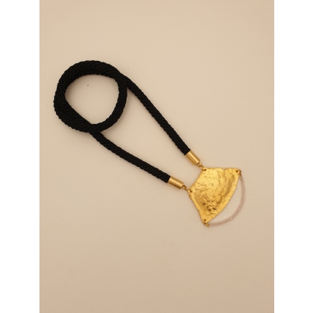 black / gold / crystals long necklace | Erga