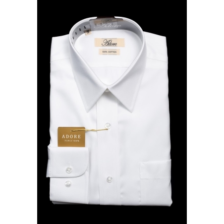 חולצה לבנה אדור תווית בז' גזרה רגילה עם כיס צווארון אמריקאי - חפתים