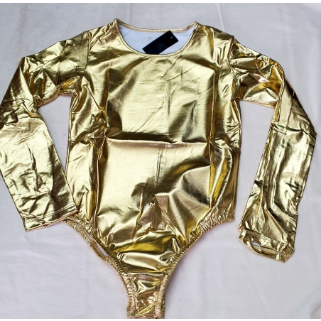 בגד גוף ילדות צבע זהב מטאלי 