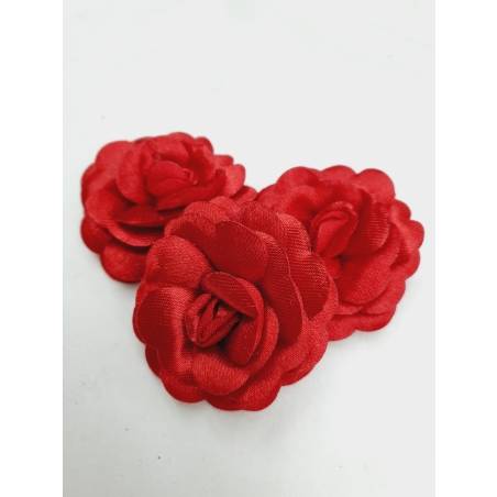 פרח סטן צבע אדום מארז של 3 יחידות 