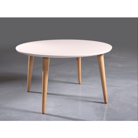 שולחן עגול לסלון רגלי עץ