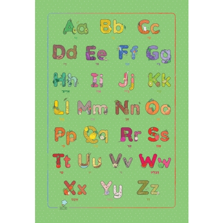 פוסטר לחדר ילדים / גן, מאויר באותיות ABC רקע ירוק