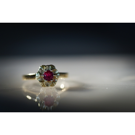 טבעת פרח המלכה רובי