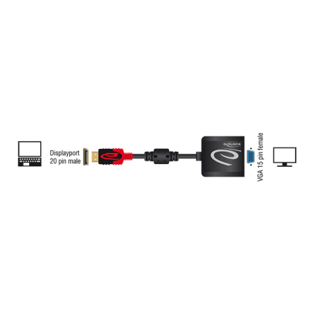 מתאם DisplayPort 1.2 זכר לחיבור מסך VGA