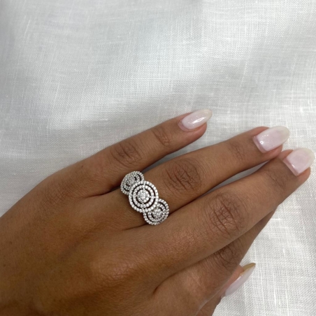 טבעת כסף 925 - עיגולים משובצים זרקונים