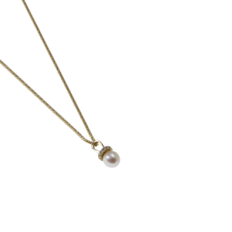 Classic Pearl  Necklace With Diamonds | שרשרת עם פנינה ויהלומים